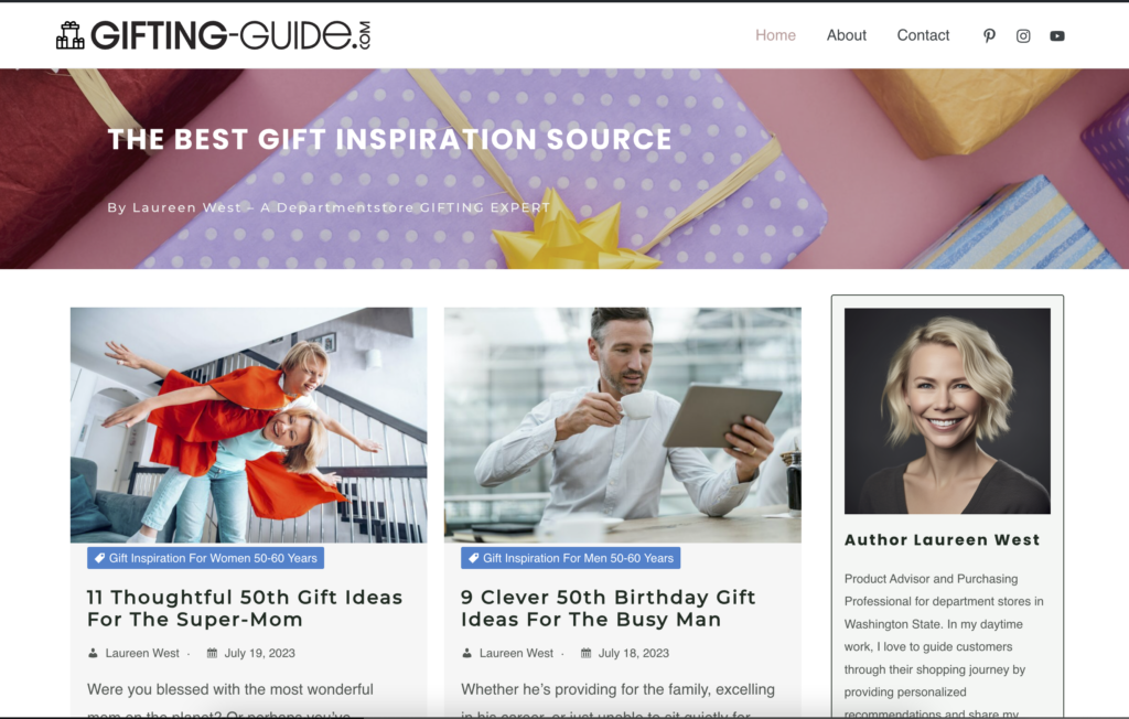 Screenshot of the blog Gifting-guide.com
