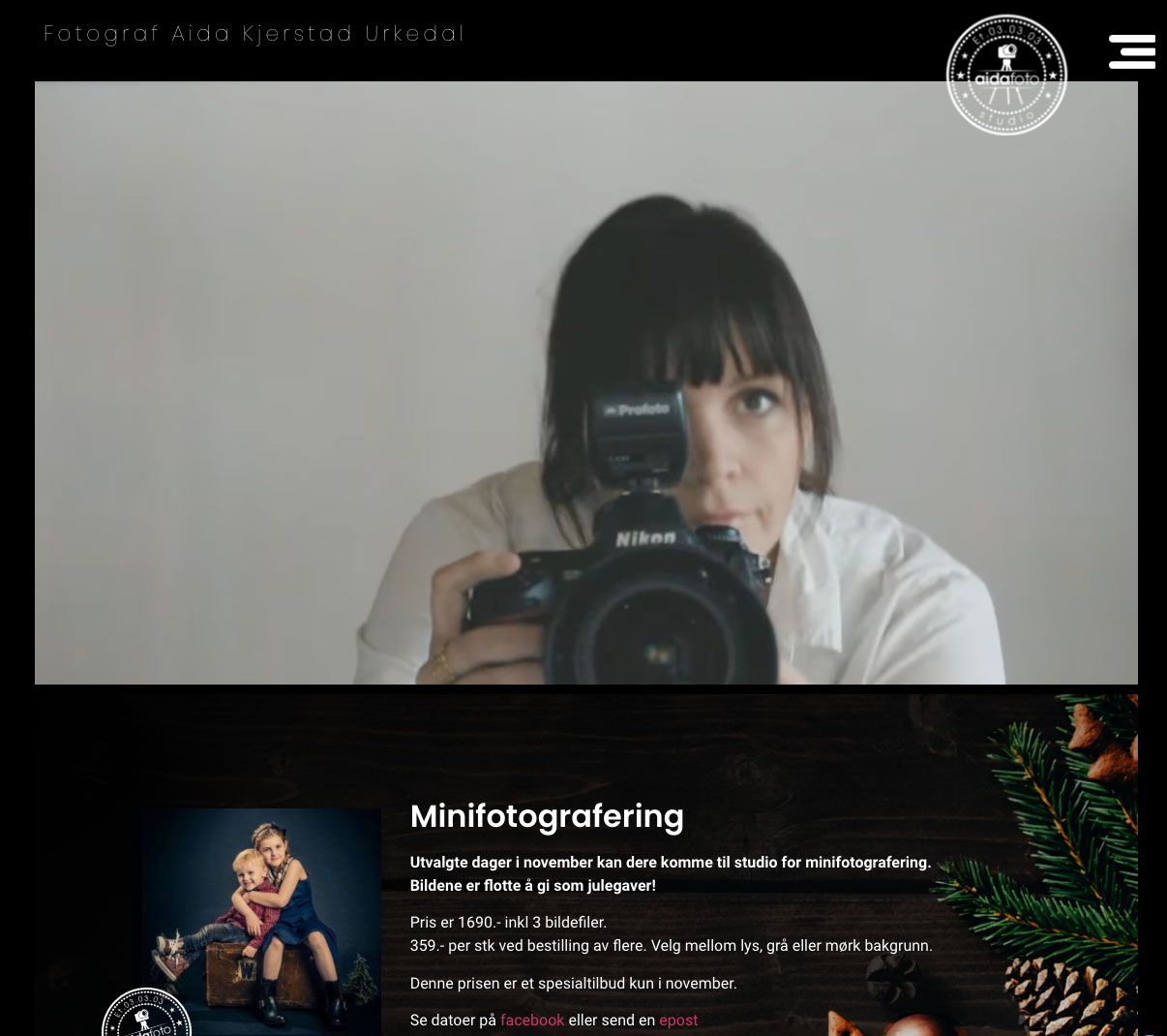Inpercept har laget foto webside til fotograf Aida i WordPress